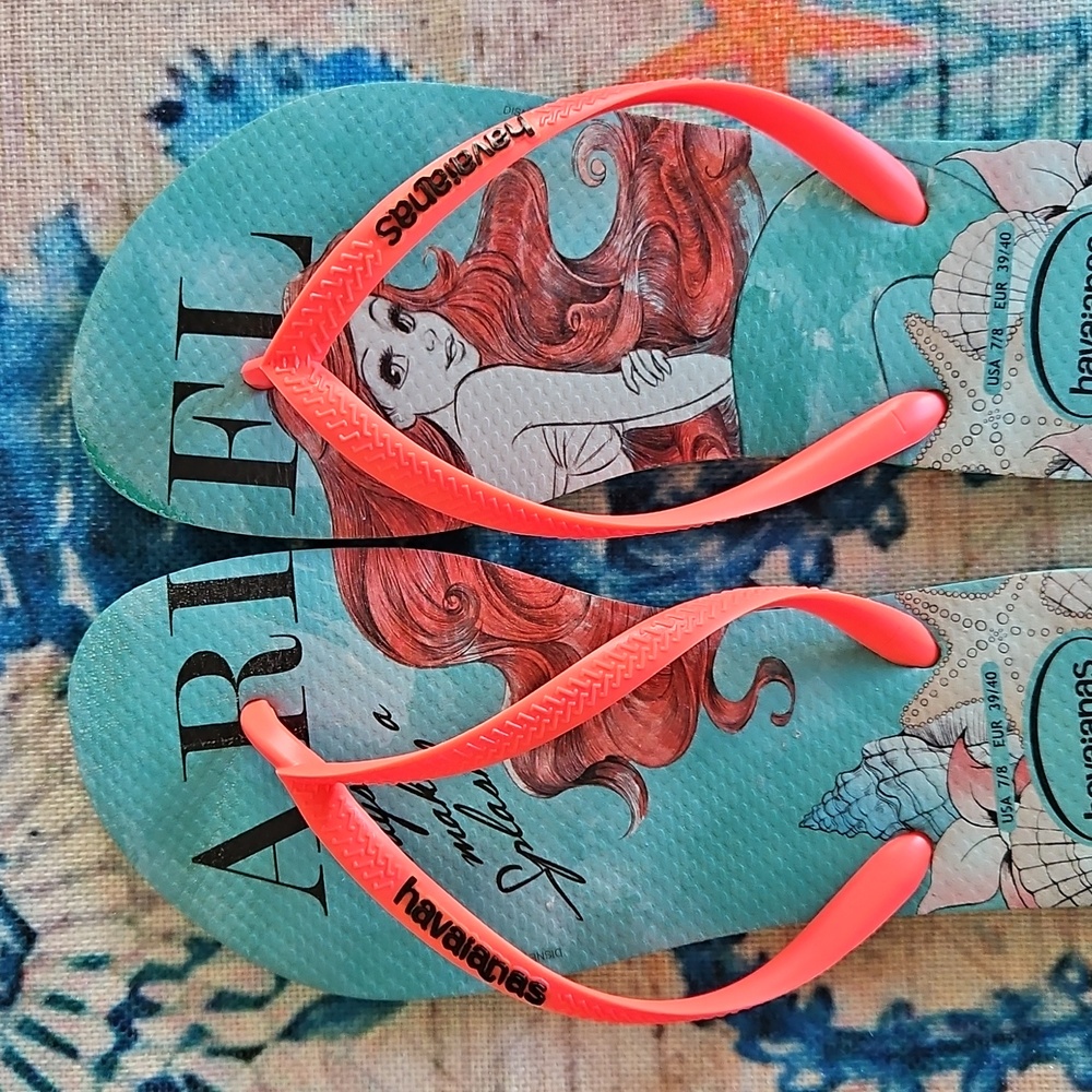 Havaianas Disney Ariel Flip Flops Size 7/8 - Picture 4 of 16